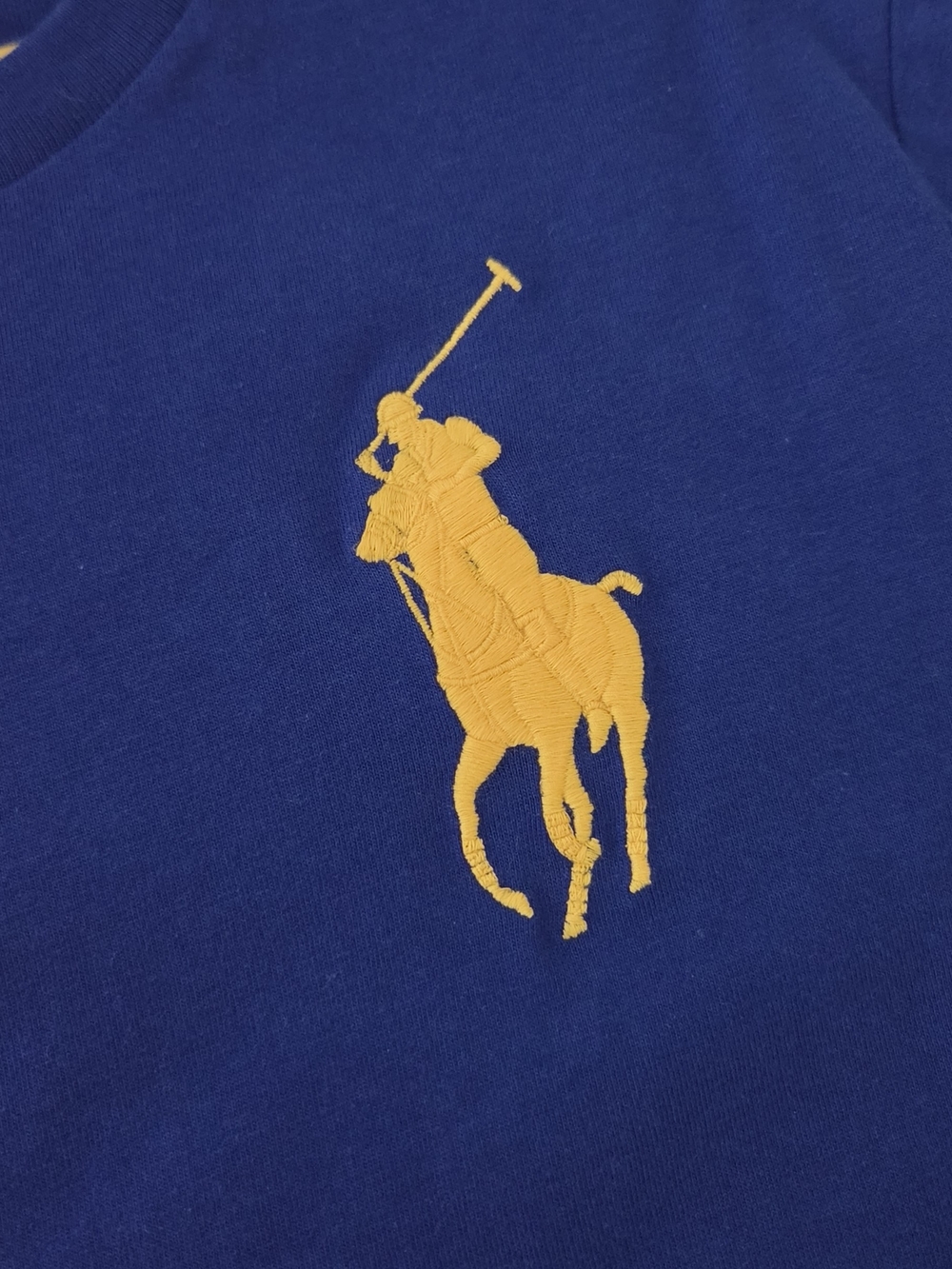 Polo by Ralph Lauren Royal Blue Short Sleeve Logo Tee with Yellow Accents. - Picture 2 of 5